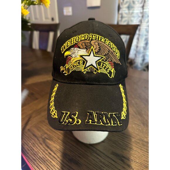 U.S. Army Embroidered Cap We Hold The Cards Since 1775 Eagle Crest Black Adjusta - Picture 7 of 10